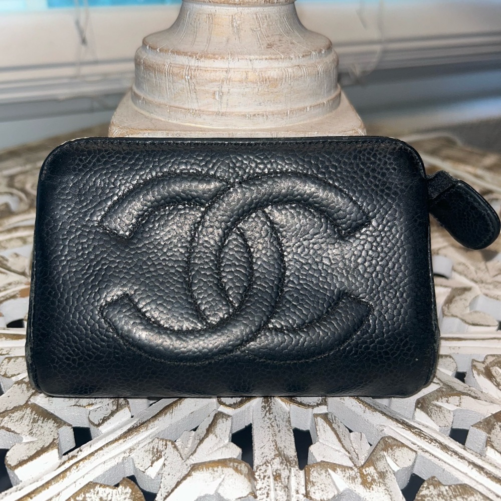Chanel Small Caviar CC Makeup Pouch, Authentic